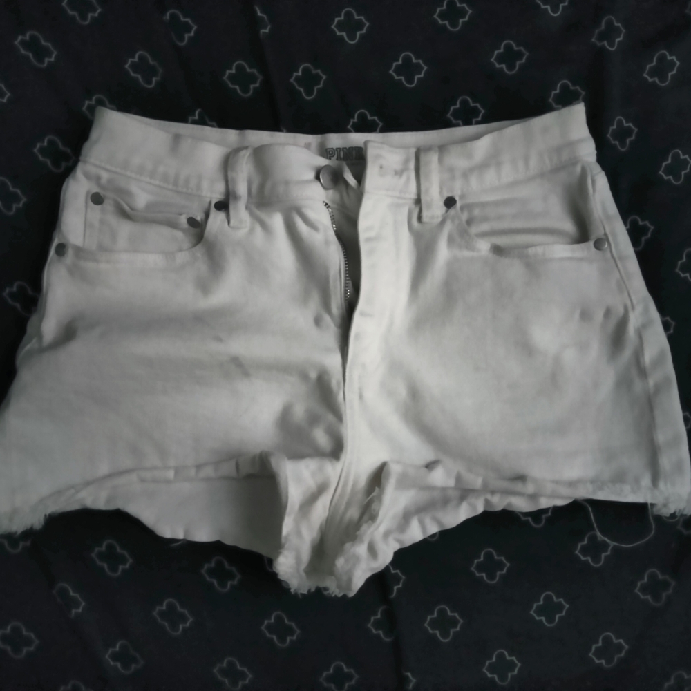 PINK Victoria's Secret White Jean Shorts